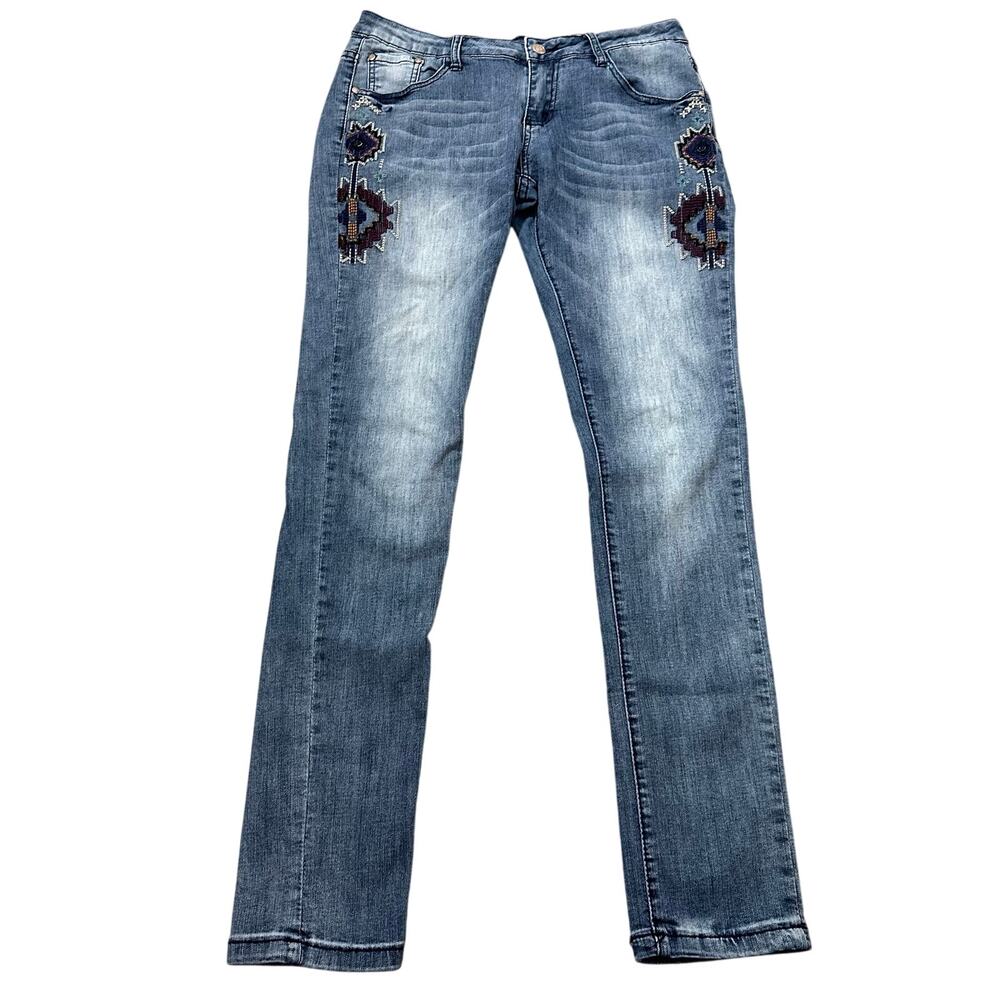 Cougar Denim High-Rise Jeans Vintage-Inspired Y2K Southwestern Embroidery Size 6